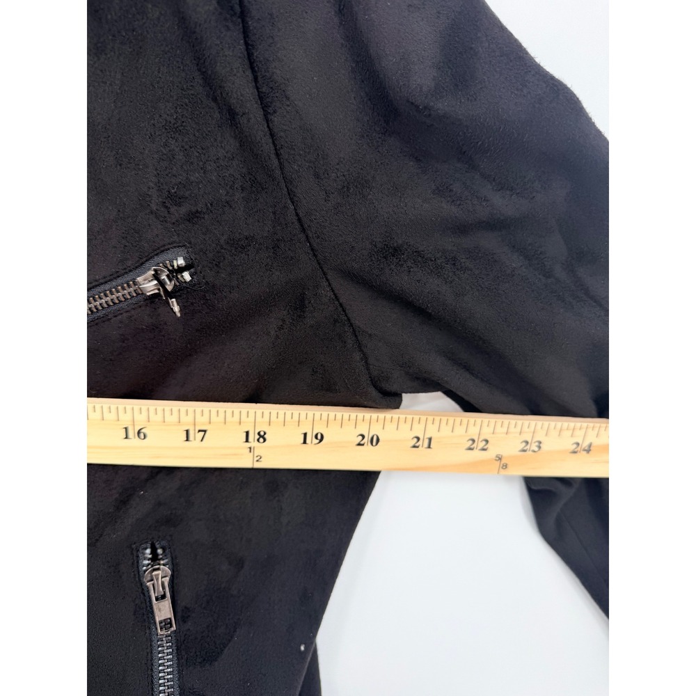Pixley Stitch Fix Black Faux Suede Moto Jacket Womens Large Zip Biker - Picture 7 of 8